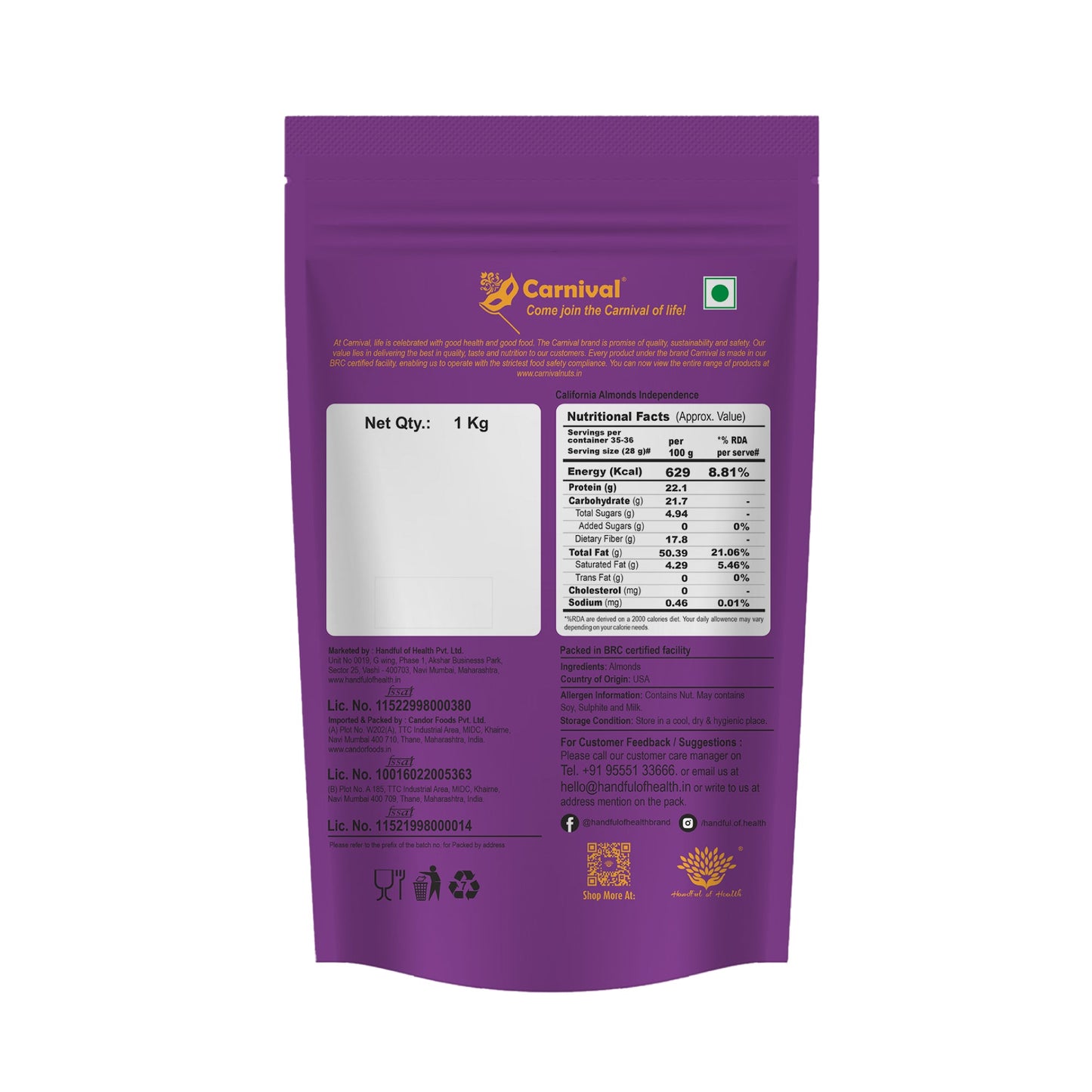 Carnival - California Almonds 1 Kg
